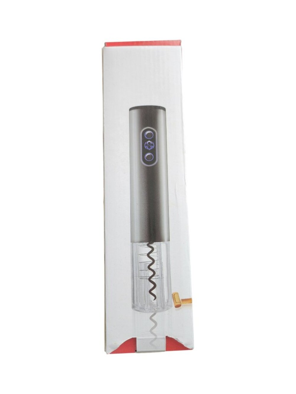Electric Wine Opener Black Aluminum Body with Transparent Bottom and LED Indicat
